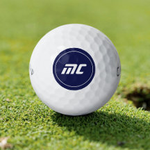 Minimalistisch blauw monogram Moderne naam golfbal