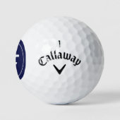 Minimalistisch blauw monogram Moderne naam golfbal Golfballen (Logo)
