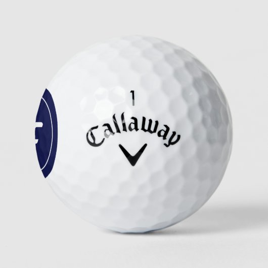 Minimalistisch blauw monogram Moderne naam golfbal Golfballen (Logo)
