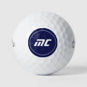 Minimalistisch blauw monogram Moderne naam golfbal Golfballen (Voorkant)
