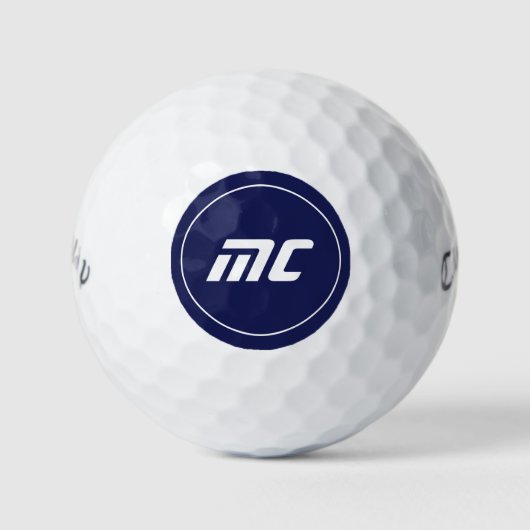 Minimalistisch blauw monogram Moderne naam golfbal Golfballen (Voorkant)