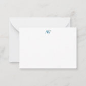 Minimalistisch blauw monogram notitiekaartje (Voorkant)