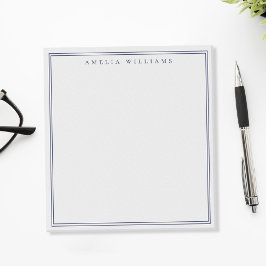 Minimalistisch Blauw Monogram Twee Rand Notitieblok