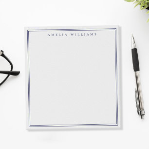 Minimalistisch Blauw Monogram Twee Rand Notitieblok
