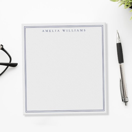 Minimalistisch Blauw Monogram Twee Rand Notitieblok