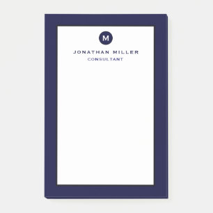 Minimalistisch blauw monogram van de marine post-it® notes
