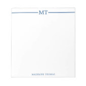 Minimalistisch blauw monogram voor de professionel notitieblok (Voorkant)