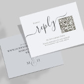 Minimalistisch Blauw RSVP QR Code Bruiloft