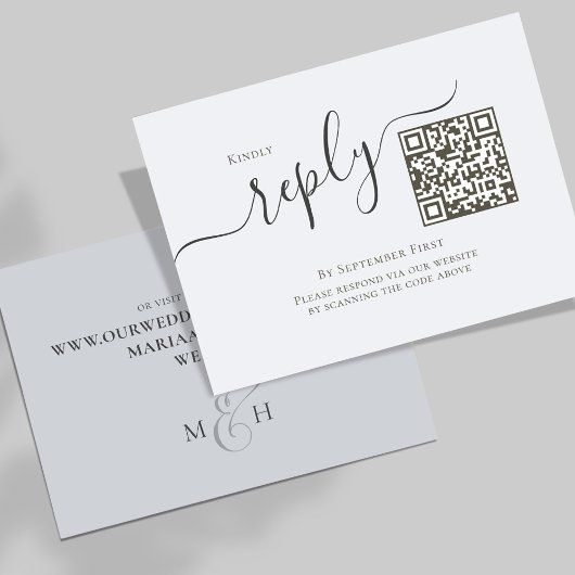 Minimalistisch Blauw RSVP QR Code Bruiloft