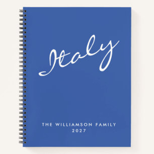 Minimalistisch blauw script, aangepast reizen notitieboek