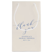 Minimalistisch Blauw Script Bruidsfeest Bedankt Klein Cadeauzakje (Achterkant)