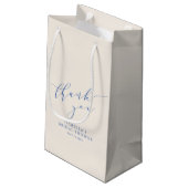 Minimalistisch Blauw Script Bruidsfeest Bedankt Klein Cadeauzakje (Achterkant Gekanteld)