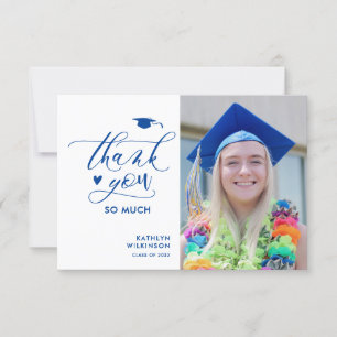 Minimalistisch blauw script foto-Afstuderen Hartel Kaart