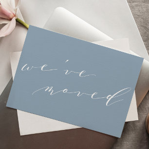 Minimalistisch Blauw Script We Verhuisden Nieuw Th Briefkaart