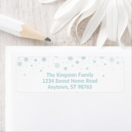 Minimalistisch blauw sneeuwvlok adres etiket