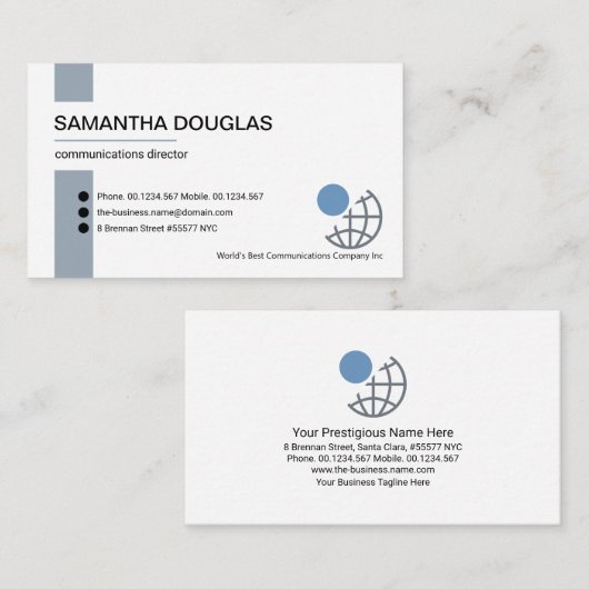 Minimalistisch blauw Stripe Lines Founder Eigenaar Visitekaartje (Voorkant / Achterkant)