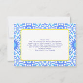 Minimalistisch blauw Tegel geel lijn Baby shower Bedankkaart (Achterkant)