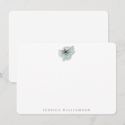 Minimalistisch blauw ventilator, speciaal geperson notitiekaartje (Voorkant / Achterkant)