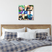 Minimalistisch blauw vierkant monogram 4 Foto Afst Canvas Afdruk (Insitu (Slaapkamer))