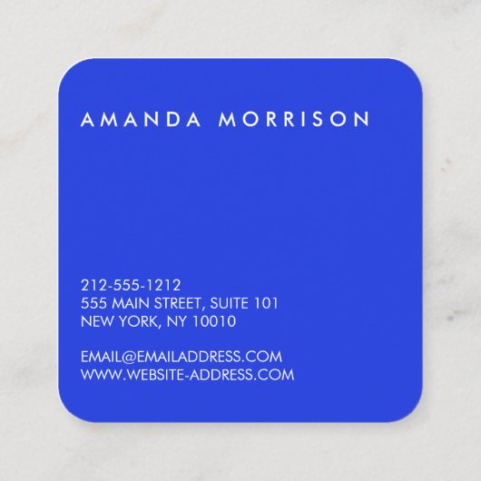 Minimalistisch blauw voor professionele sociale me vierkante visitekaartje (Achterkant)