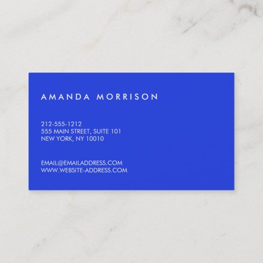 Minimalistisch blauw voor professionele sociale me visitekaartje (Achterkant)