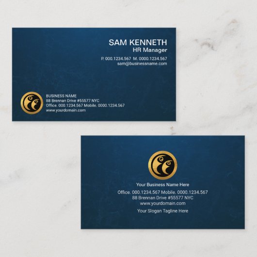 Minimalistisch blauw watergrunge Stijlvol Modern Visitekaartje (Voorkant / Achterkant)