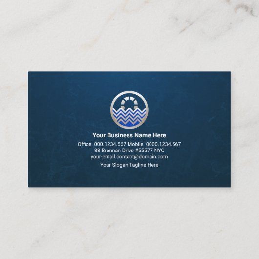 Minimalistisch blauw waterleidingonderhoud visitekaartje (Achterkant)