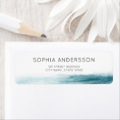 Minimalistisch blauw Waterverf Ocean Address Etiket (Insitu)