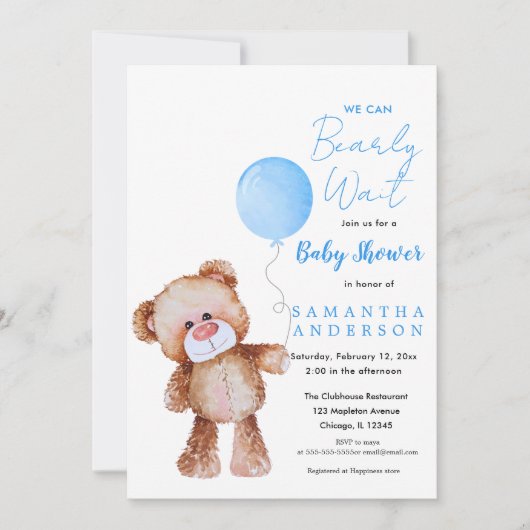 Minimalistisch blauw 'We kunnen niet wachten!' Bab Kaart (Voorkant)