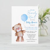 Minimalistisch blauw 'We kunnen niet wachten!' Bab Kaart (Staand voorkant)