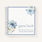 Minimalistisch Blauw Wildflower Bruiloft Gastenboe Notitieboek (Voorkant)
