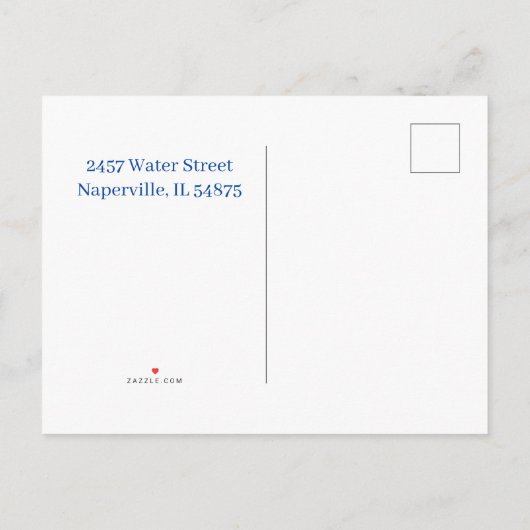 Minimalistisch blauw-wit aangepast Afstuderen Aankondigingskaart (Achterkant)