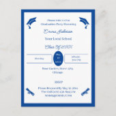 Minimalistisch blauw-wit aangepast Afstuderen Aankondigingskaart (Voorkant)