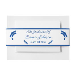 Minimalistisch blauw-wit Afstuderen gepersonalisee Uitnodigingen Wikkel