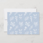 Minimalistisch Blauw Wit Bloemen Modern Bruiloft A RSVP Kaartje (Achterkant)