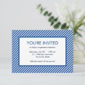 Minimalistisch blauw-wit diagonale streep doop kaart (Staand voorkant)