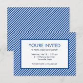 Minimalistisch blauw-wit diagonale streep doop kaart (Voorkant / Achterkant)