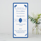 Minimalistisch blauw-wit gepersonaliseerd Afstuder Kaart (Staand voorkant)