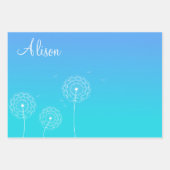 Minimalistisch Blauw Wit Paardebloem Naam Schattig Inpakpapier Vel (Voorkant 3)