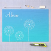 Minimalistisch Blauw Wit Paardebloem Naam Schattig Tissuepapier (Craft)