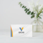 Minimalistisch blauw-wit QR-code Visitekaartje (Staand voorkant)