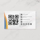 Minimalistisch blauw-wit QR-code Visitekaartje (Achterkant)