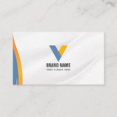 Minimalistisch blauw-wit QR-code Visitekaartje (Voorkant)