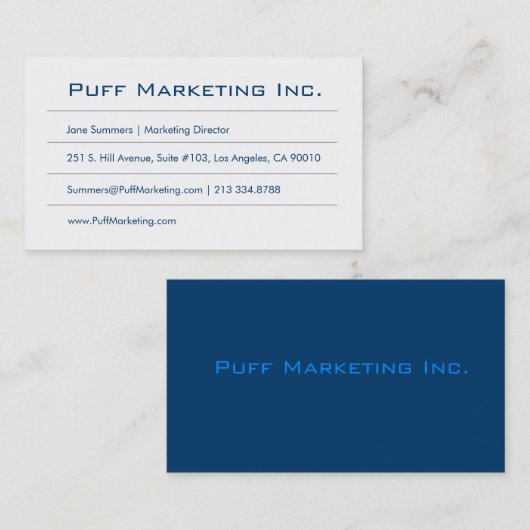 Minimalistisch blauw wit visitekaartje (Voorkant / Achterkant)