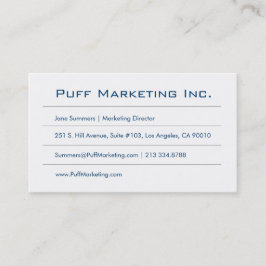 Minimalistisch blauw wit visitekaartje