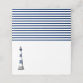 Minimalistisch Blauw Wit Vuurtoren Bruiloft Plaatskaartje (Buitenkant ongevouwen)