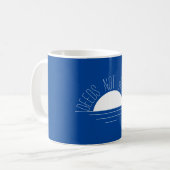 Minimalistisch blauw wit zon inspirerend quote koffiemok (Voorkant links)