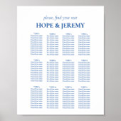 Minimalistisch blauw-witte-weduwenkaart poster (Voorkant)