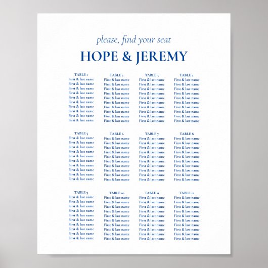 Minimalistisch blauw-witte-weduwenkaart poster (Voorkant)