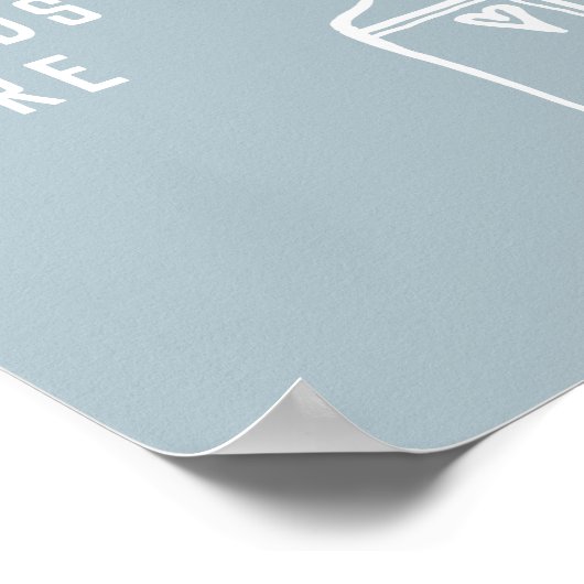 Minimalistisch blauw Zandenuw hier Poster (Hoek)